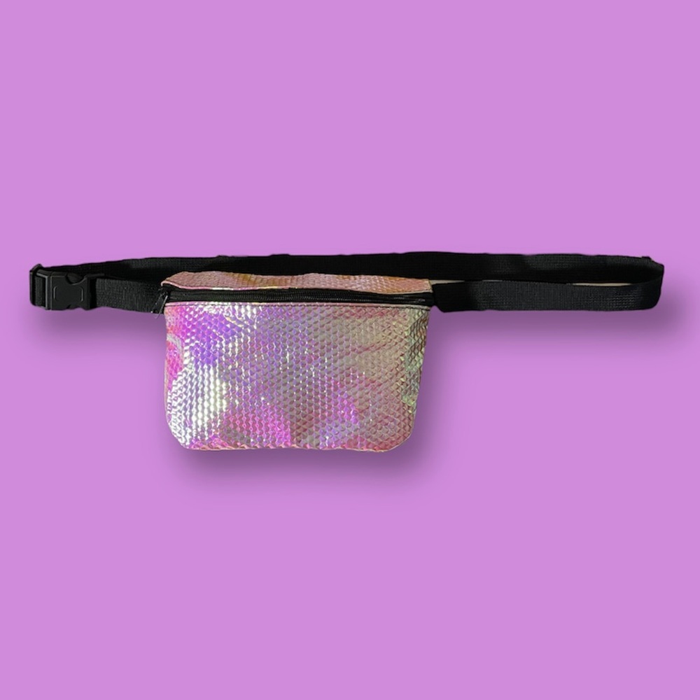 Iridescent Faux Snakeskin Fanny Pack